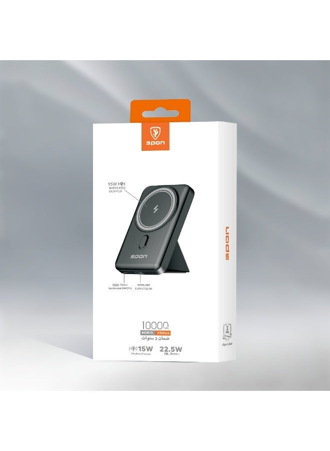 Spon 10000mAh Magnetic Power Bank, 22.5W Portable Wireless PD Charger, Fast Charging with USB-C and USB Outputs for Magsafe Battery Pack - Image 3