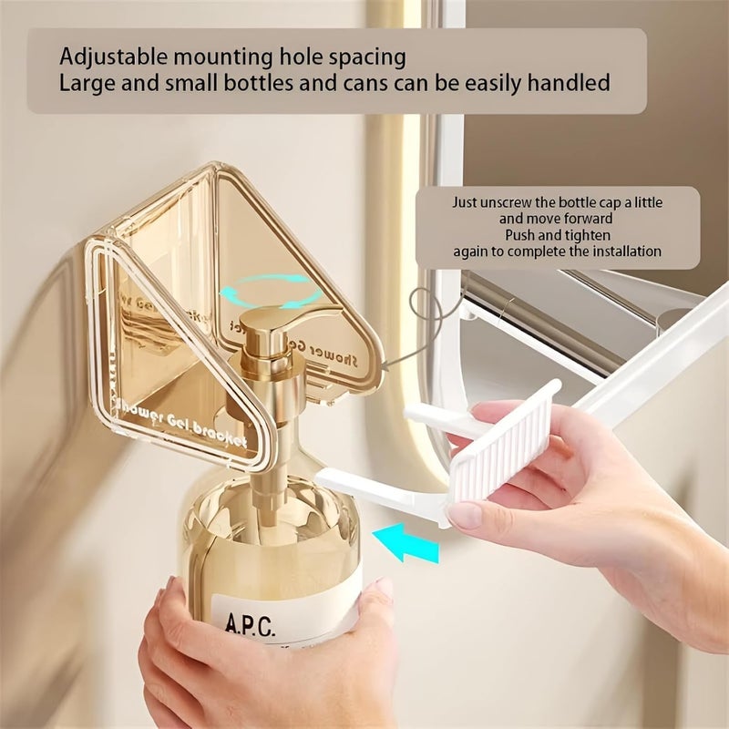 Cyrox Self-Adhesive Shower Gel Bottle Rack Hook, Wall Mounted Shampoo Holder Hook Shower Gel Rack Hanger Liquid Soap Shower Bottle Holder for Kitchen Bathroom Toilet (1Pcs) - Image 3