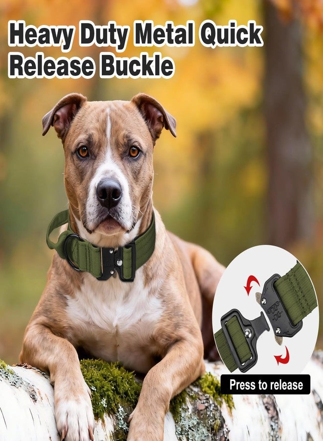 جويتيل طوق جويتيل التكتيكي للكلاب الكبيرة جدًا، مزود بمقبض تحكم، طوق تدريب عسكري شديد التحمل للكلاب القوية، حافظة لبطاقة AirTag، مشبك معدني سريع الفتح، مبطن ناعمًا، مقاس XL، لون أخضر عسكري - Image 5