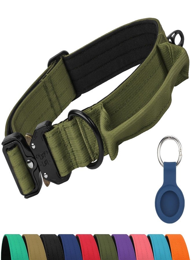 جويتيل طوق جويتيل التكتيكي للكلاب الكبيرة جدًا، مزود بمقبض تحكم، طوق تدريب عسكري شديد التحمل للكلاب القوية، حافظة لبطاقة AirTag، مشبك معدني سريع الفتح، مبطن ناعمًا، مقاس XL، لون أخضر عسكري - Image 1
