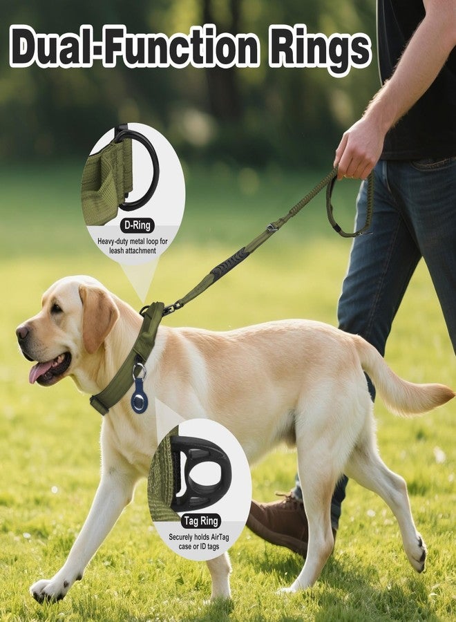 جويتيل طوق جويتيل التكتيكي للكلاب الكبيرة جدًا، مزود بمقبض تحكم، طوق تدريب عسكري شديد التحمل للكلاب القوية، حافظة لبطاقة AirTag، مشبك معدني سريع الفتح، مبطن ناعمًا، مقاس XL، لون أخضر عسكري - Image 3