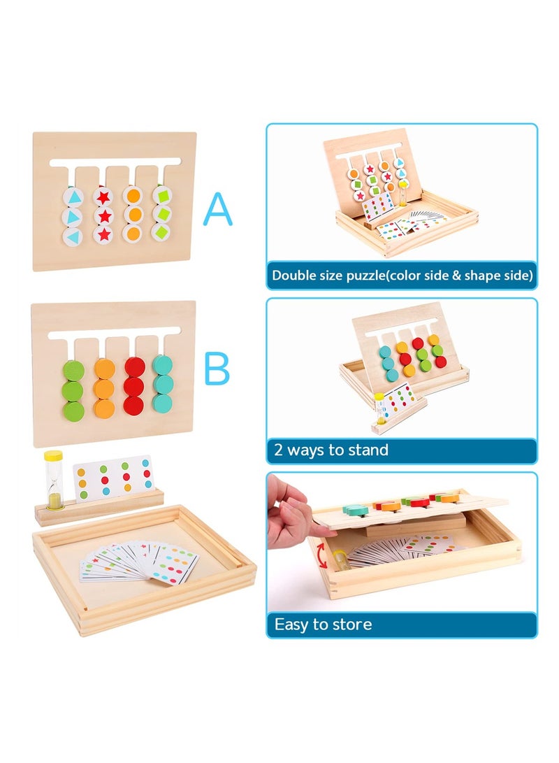 Excefore Montessori Learning Toys, Wooden Slide Puzzle, Color and Shape Matching Brain Teasers Logic Game, Logical Thinking Training Teaching Aids, Preschool Educational Toys for Kids Boys Girls Age 3-7 - Image 5