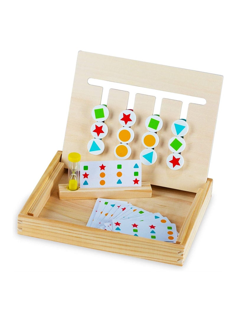Excefore Montessori Learning Toys, Wooden Slide Puzzle, Color and Shape Matching Brain Teasers Logic Game, Logical Thinking Training Teaching Aids, Preschool Educational Toys for Kids Boys Girls Age 3-7 - Image 1