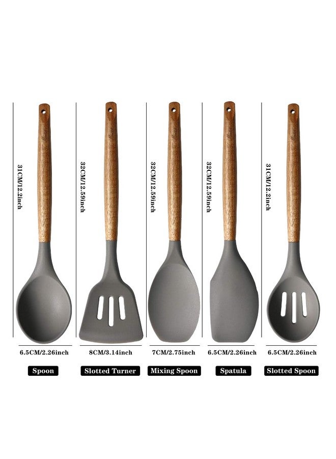 Miusco Acacia Wood : Miusco 5 Piece Silicone Cooking Utensil Set with Natural Acacia Hard Wood Handle - Image 2