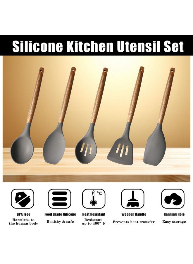 Miusco Acacia Wood : Miusco 5 Piece Silicone Cooking Utensil Set with Natural Acacia Hard Wood Handle - Image 3