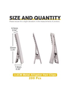 Mardatt 200Pcs 1.25 Inch/ 3.2 Cm Alligator Hair Clips Bulk Silver Single Prong Hair Clips For Bows Making Hair Pins For Sectioning Hair Styling And Sectioning Hairdressing Diy Crafts  - Image 2