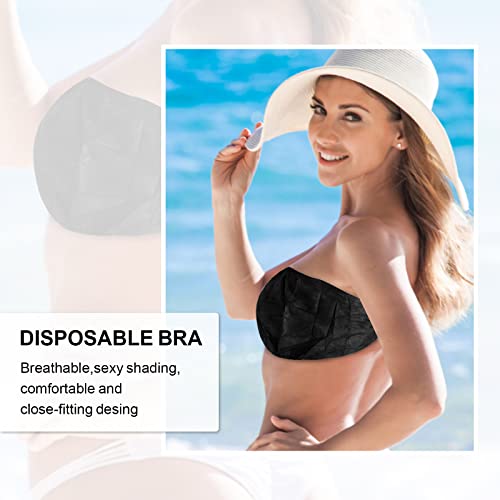 JUNFAN 50 Pack Womens Disposable Vacation Bra Strapless Underwear Individually Wrapped General Size for Beauty Salon, SPA, Spray Tanning Black - Image 2