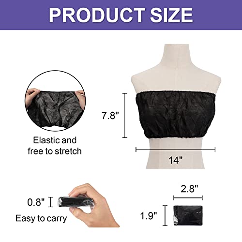 JUNFAN 50 Pack Womens Disposable Vacation Bra Strapless Underwear Individually Wrapped General Size for Beauty Salon, SPA, Spray Tanning Black - Image 3