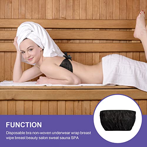 JUNFAN 50 Pack Womens Disposable Vacation Bra Strapless Underwear Individually Wrapped General Size for Beauty Salon, SPA, Spray Tanning Black - Image 5
