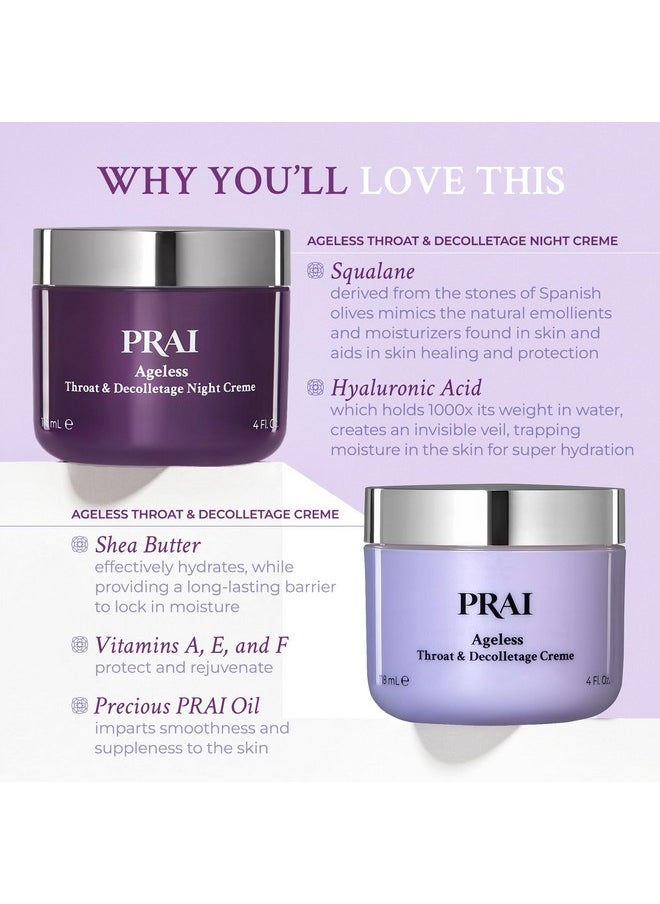 PRAI - PRAI Beauty Ageless Day and Night Neck Creme Set | 1 Throat & Decolletage Day Creme and 1 Throat & Decolletage Night Creme | Skin Tightening Cream Set for Instantly Ageless Neck | 4.0 Oz Each - Image 1