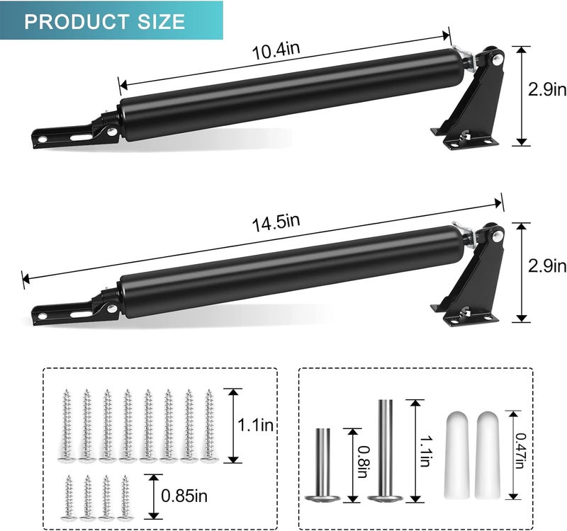 Dluno 2 Set Black Screen Door Closers, Storm Door Closer Heavy Duty Screen Door Shock Adjustable Cushion Speed Screen Door Pneumatic Closer, Screen Security Doors Storm Door Shocks Smooth Door Closer - Image 2