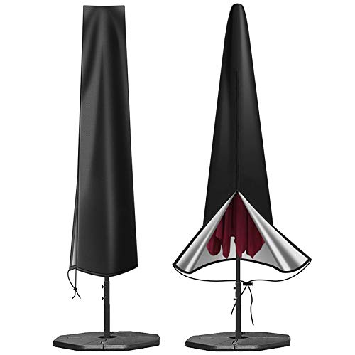 OKPOW Umbrella Cover 420D Oxford Fabric Patio Umbrella Covers Waterproof with Zip for 9ft to 12ft Garden Outdoor Umbrella Black