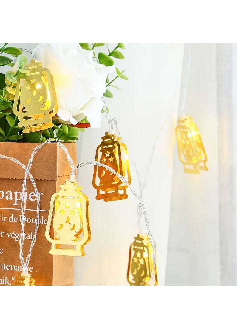Home Care 20 LED Ramadan Kerosene Lamp String Lights, Battery Operated, Mosque Star and Moon Design, Non-Waterproof, Cord Included, for Eid Mubarak,  - Image 5