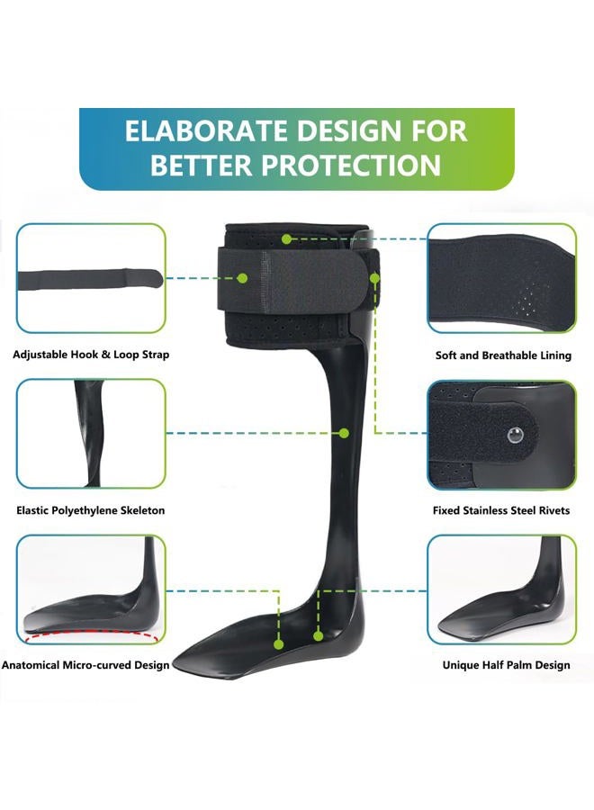Komzer AFO Drop Foot Brace, Medical Ankle Foot Orthosis, Lightweight Foot Support Stabilizer, Drop Foot Postural Correction Brace for Men and Women (M-Right) - Image 3
