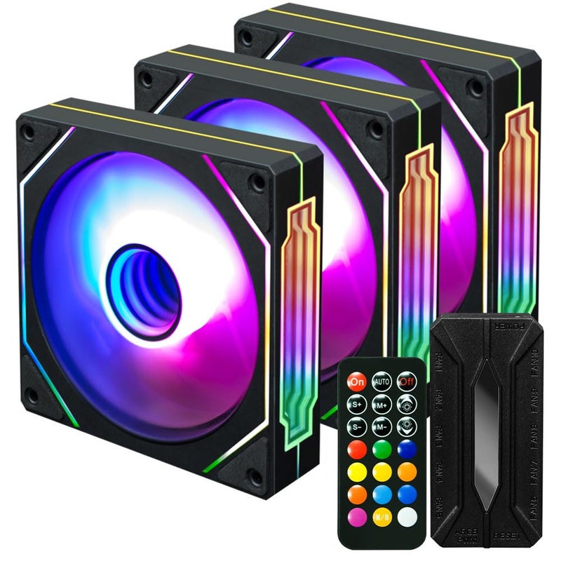 KingWin 120mm ARGB Case Fans 3 Pack – RGB PC Fans with Remote Control & Fan Hub, Quiet Cooling for Gaming PC, CPU Cooler, Mining Rig – Hydraulic Bearing, High Airflow, 3-Pin Power Connector - Image 1