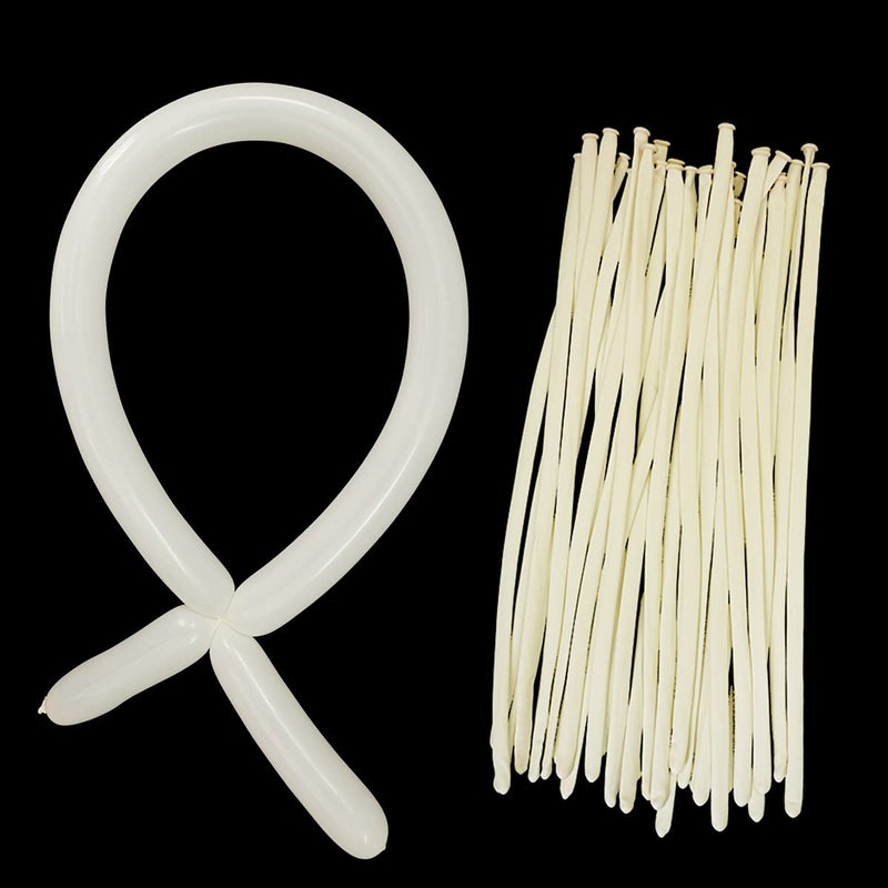Tangser 260 White Long Skinny Balloons, Globos Largos 100 Pcs for Animal Balloons, Includes Ties for Arch - Image 1