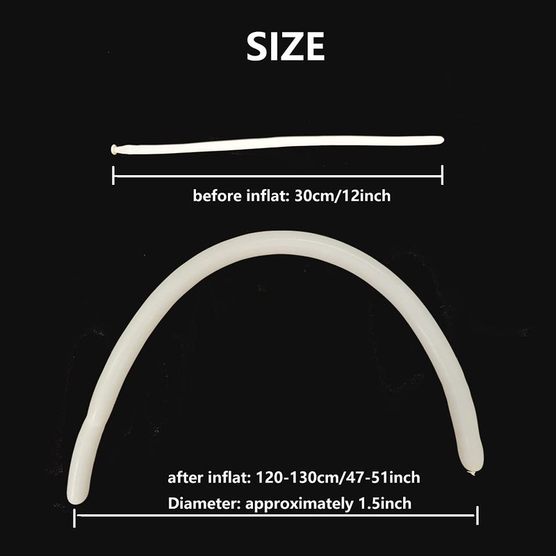 Tangser 260 White Long Skinny Balloons, Globos Largos 100 Pcs for Animal Balloons, Includes Ties for Arch - Image 3