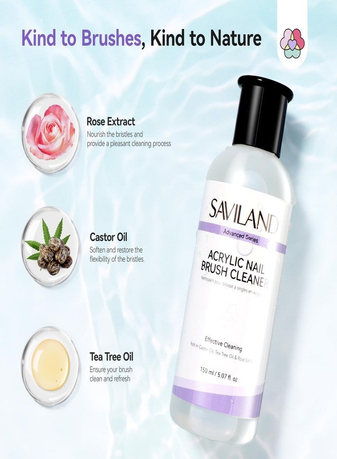 SAVILAND Advanced Acrylic Brush Cleaner: 3-Minute Deep Clean & Conditioning Liquid, Plant-Based Cleaner Conditioner Preserver Restorer for Acrylic Nail Brushes, Home DIY & Salon Use, 5 OZ - Image 5