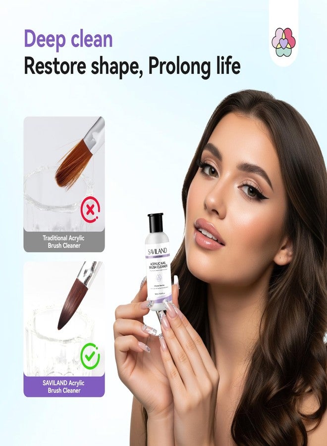 SAVILAND Advanced Acrylic Brush Cleaner: 3-Minute Deep Clean & Conditioning Liquid, Plant-Based Cleaner Conditioner Preserver Restorer for Acrylic Nail Brushes, Home DIY & Salon Use, 5 OZ - Image 4