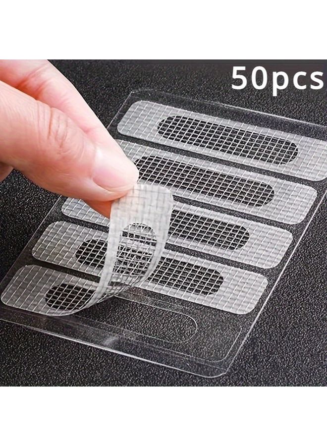 50 Pcs Self Adhesive Plastic Mesh Repair Patches Transparent Quick Fix For Holes - Image 1