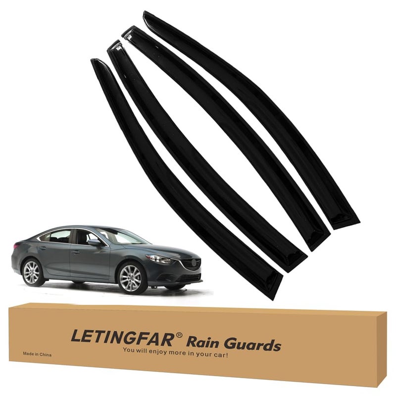 LETINGFAR Window Visors Rain Guards for Mazda 6 2014 2015 2016 2017 2018 2019 2020 2021 Accessories Wind Deflectors Vent Shades for Mazda 6