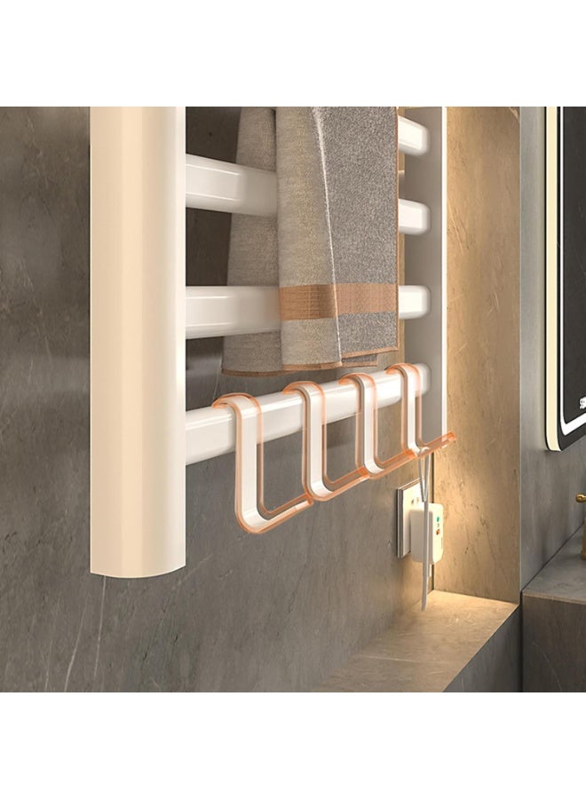 سخان مناشف كهربائي، سكة مناشف رادياتير، سكة مناشف معدنية مُدفأة بأربع طبقات، رف مناشف حراري بدرجة حرارة 55 درجة مئوية، رف تخزين حمام مقاوم للماء مثبت على الحائط مع خطاف - Image 5