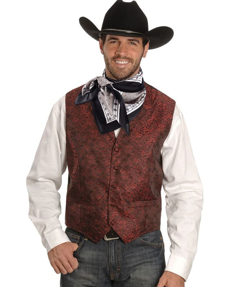 GERINLY Classic Plaid Men Neckerchief Fashion Silk Head Bandana Oversized Pocket Square for Prom Male Scarf (Black) - Image 5