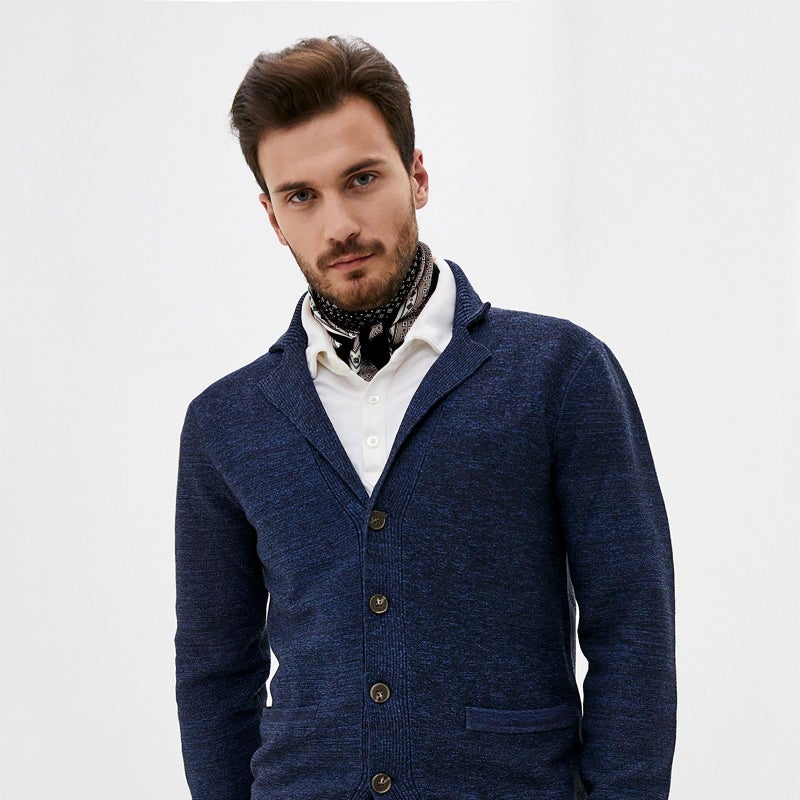 GERINLY Classic Plaid Men Neckerchief Fashion Silk Head Bandana Oversized Pocket Square for Prom Male Scarf (Black) - Image 4