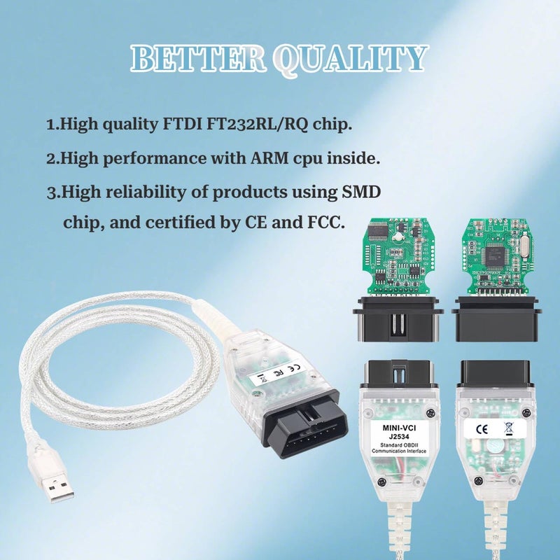 lydesor كابل Mini VCI J2534 لـ Toyota Techstream - الإصدار الأحدث V18.00.008، كابل تشخي�� وإعادة برمجة من OBD2 إلى USB يناسب سيارات Toyota وLexus وScion، يعمل مع أنظمة Windows XP وWin7 وWin10 (32/64 بت) - Image 5