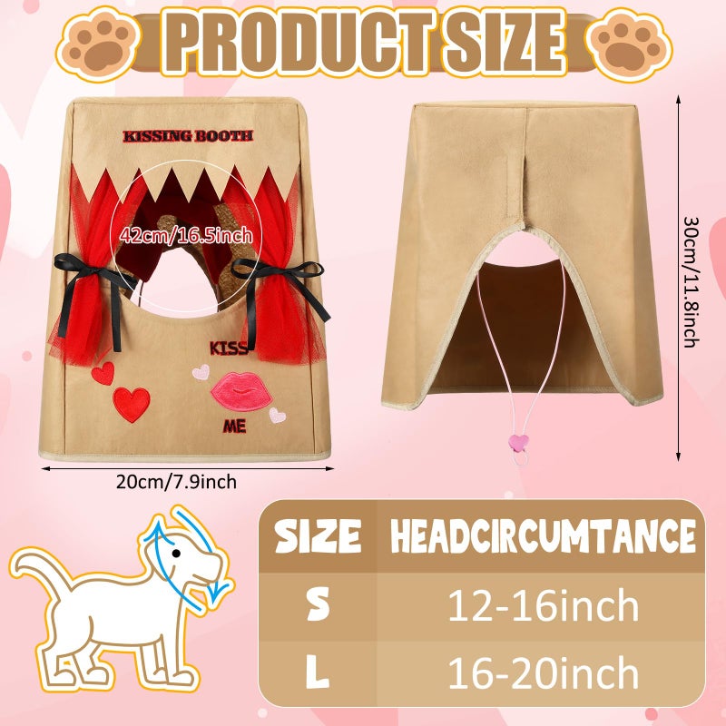 Solsew Valentine Dog Costume Kissing Booth Headpiece for Dog and Cats Cute Pup Kissing Booth Pet Headwear Costume Gift for Holiday Birthday Party (Brown,S/m) - Image 2