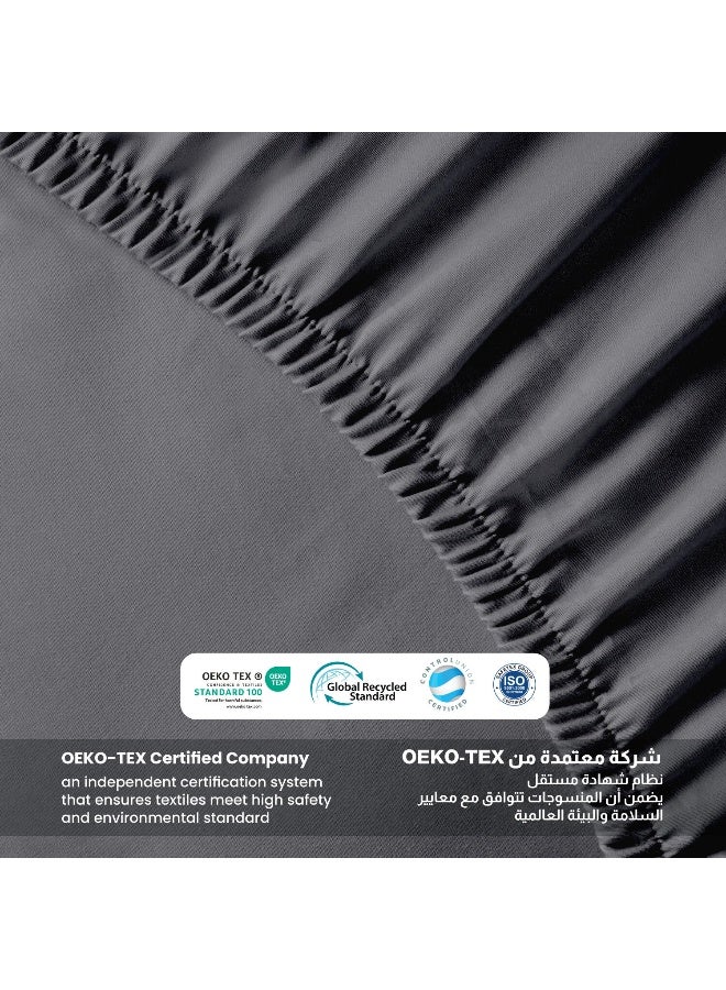 Rest طقم ملاءات سرير فاخرة من REST 3 قطع فضية 160x200+30 سم يشمل 1 ملاءة سرير عميقة و 2 غطاء وسادة، قابلة للتنفس وقابلة للغسل في الغسالة - Image 4