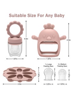 Baby Fruit Food Feeder & Freezer Tray and Silicone Teether, Babies Teething Toys for 3 6 9 12+ Months, Includes 2 Extra Pouches & Travel Lids - pzsku/Z76DD885A257D121CD7A7Z/45/_/1712654271/553f9266-6cfb-4969-9205-aa9c3e4aef2f