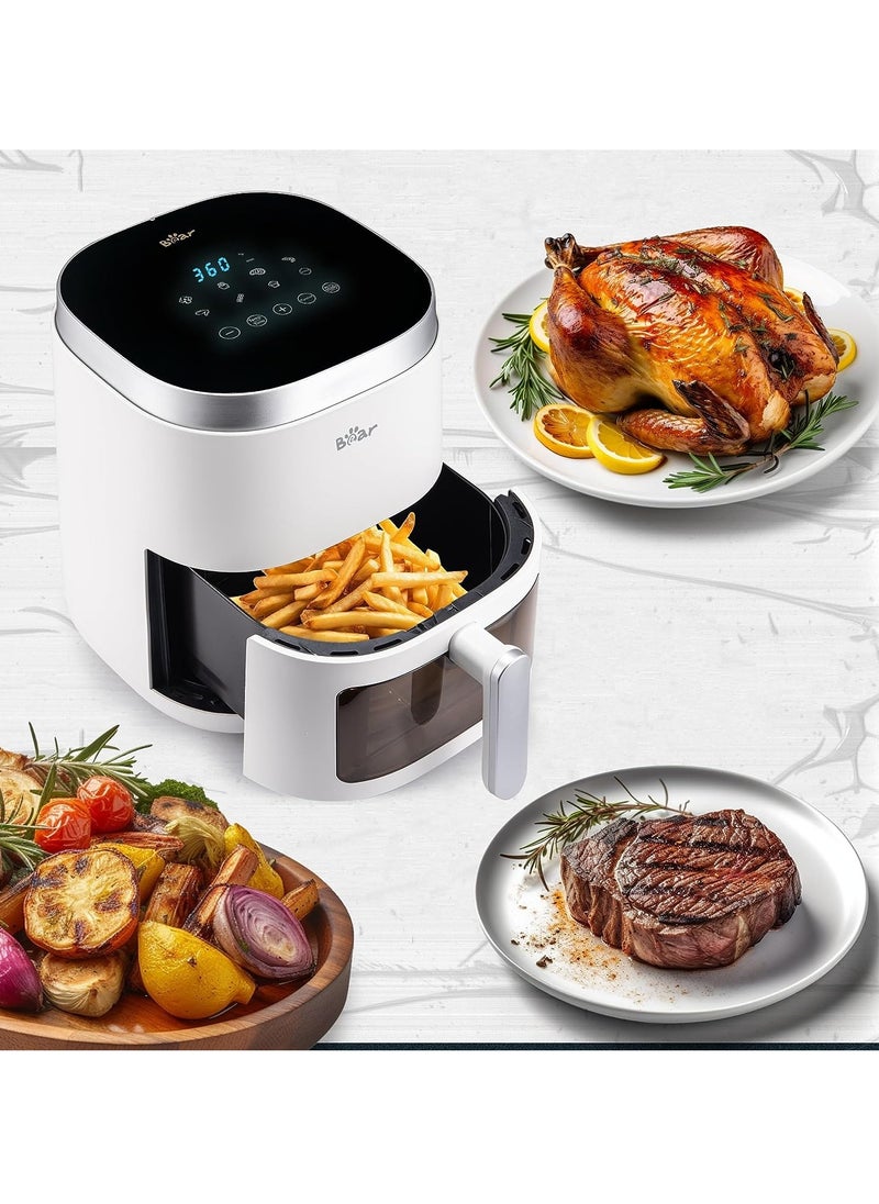 Bear - Digital Visual Air Fryer with 5L Total Capacity Technology for Frying Grilling Broiling Roasting Baking and Toasting Low-fat Healthy Cooking Electric Fryer White - Image 1
