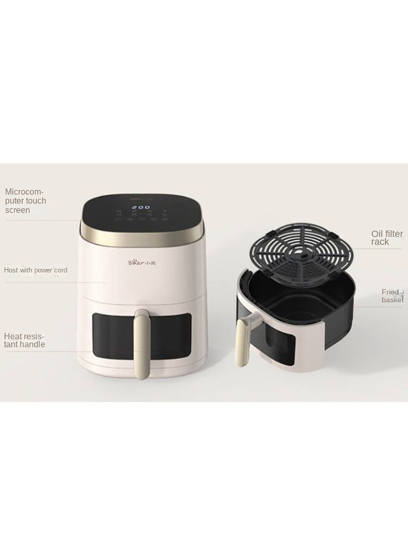 Bear - Digital Visual Air Fryer with 5L Total Capacity Technology for Frying Grilling Broiling Roasting Baking and Toasting Low-fat Healthy Cooking Electric Fryer White - Image 1