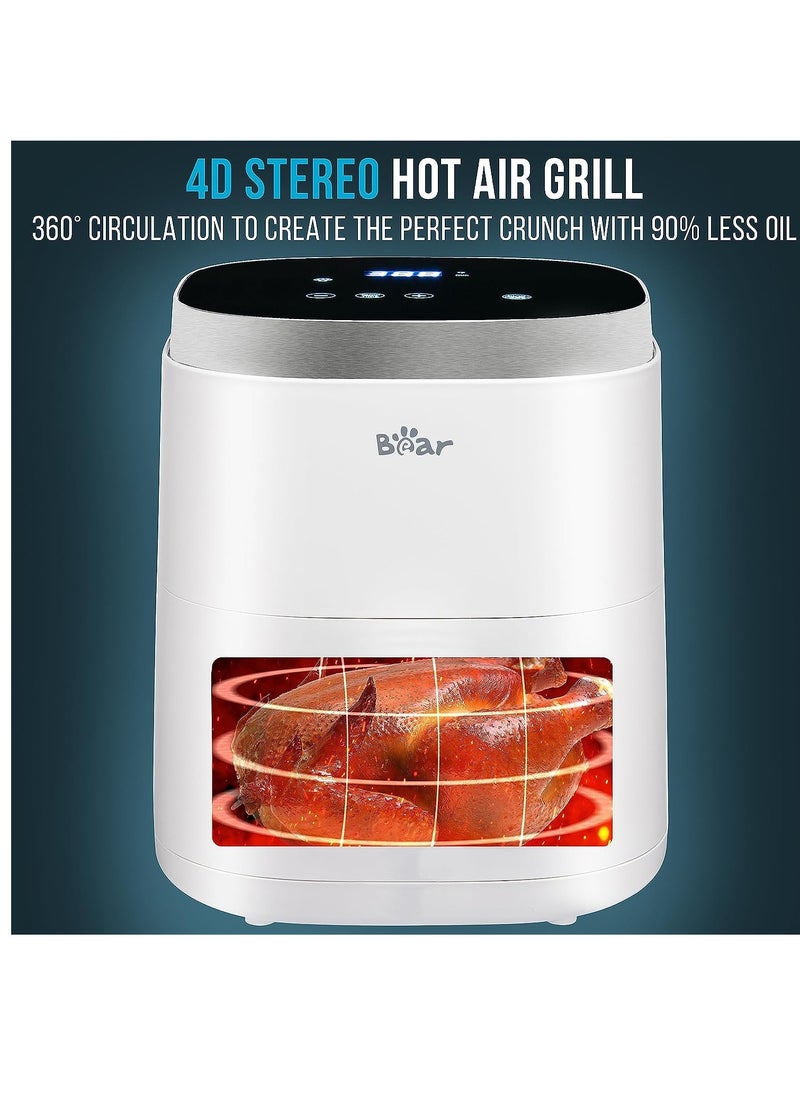Bear - Digital Visual Air Fryer with 5L Total Capacity Technology for Frying Grilling Broiling Roasting Baking and Toasting Low-fat Healthy Cooking Electric Fryer White - Image 1