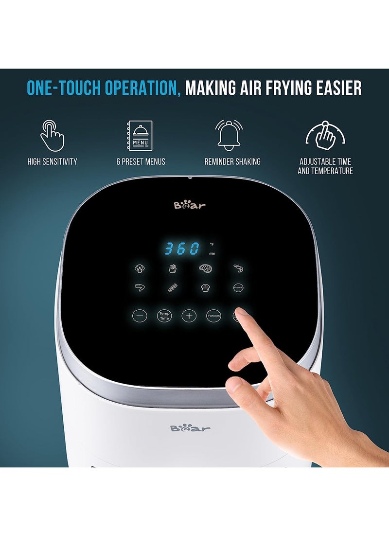Bear - Digital Visual Air Fryer with 5L Total Capacity Technology for Frying Grilling Broiling Roasting Baking and Toasting Low-fat Healthy Cooking Electric Fryer White - Image 1