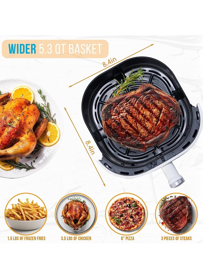 Bear - Digital Visual Air Fryer with 5L Total Capacity Technology for Frying Grilling Broiling Roasting Baking and Toasting Low-fat Healthy Cooking Electric Fryer White - Image 1