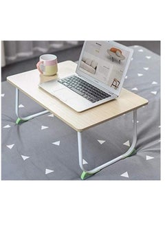 Meetion Table Sturdy And Durable Folding Snack Table -Natural Colour Wood Veneer Top- Ideal For Tea Coffee Snacks Breakfast Lunch Dinner Games And Laptop Portable Table 60x40x27cm - Brown Sofa Side  - Image 4