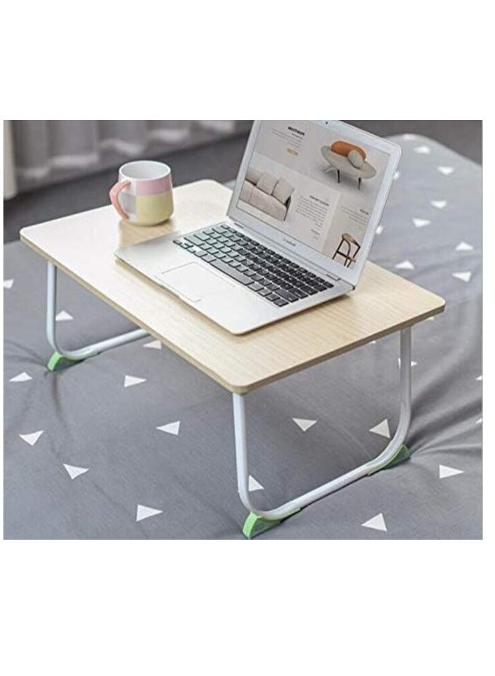 Meetion Table Sturdy And Durable Folding Snack Table -Natural Colour Wood Veneer Top- Ideal For Tea Coffee Snacks Breakfast Lunch Dinner Games And Laptop Portable Table 60x40x27cm - Brown Sofa Side - Image 4