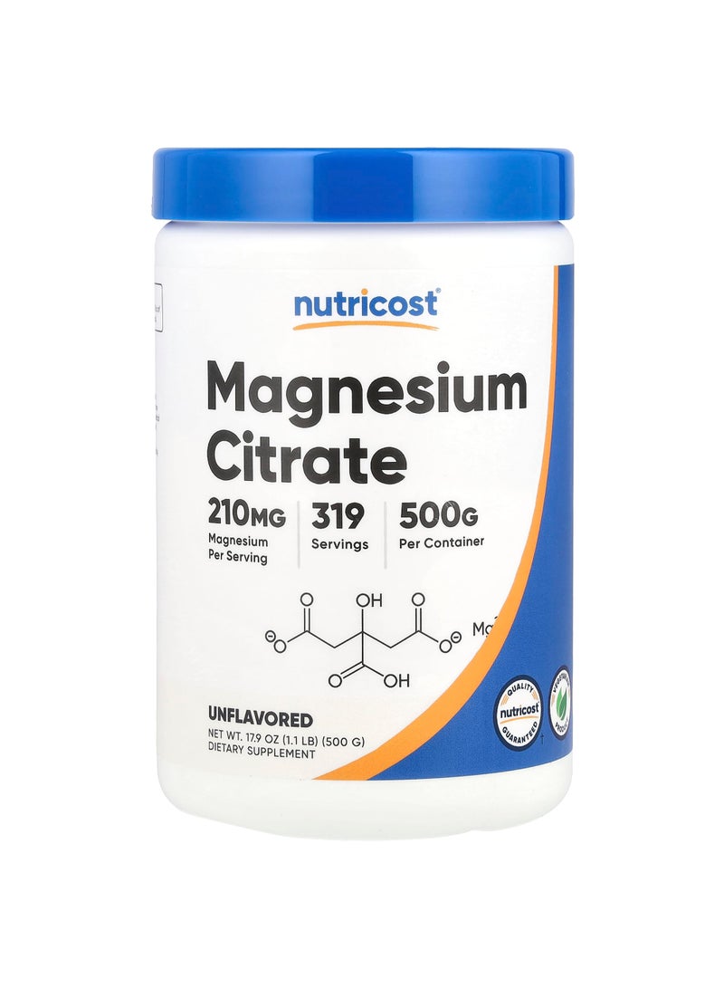 Magnesium Citrate, Unflavored , 210 mg, 17.9 oz (500 g)