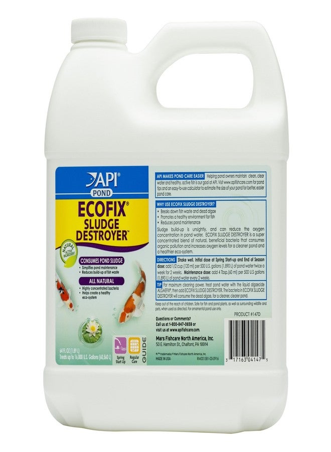 API POND ECOFIX SLUDGE DESTROYER Pond Cleaner And Sludge Remover With Natural Bacteria 64-Ounce Bottle,White - Image 1