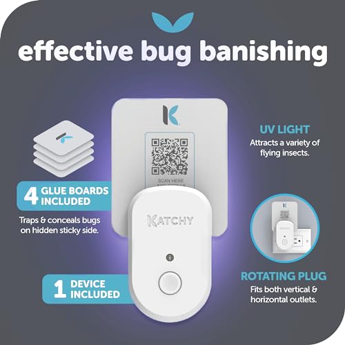 Katchy Plug-in Bug Trap Indoor – Fly Catcher for Mosquito, Gnat, Fruit Fly & Small Moth – Blue Light, Chemical-Free & Eco-Friendly – All Indoor Areas: Kitchen, Living Room & Plants (1 Pack) - Image 3