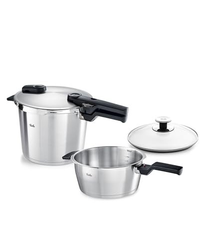 Fissler Vitaquick Premium 3 Piece Set, 3.7 Quart and 6.3 Quart Pressure Cooker with Glass Lid - Image 1