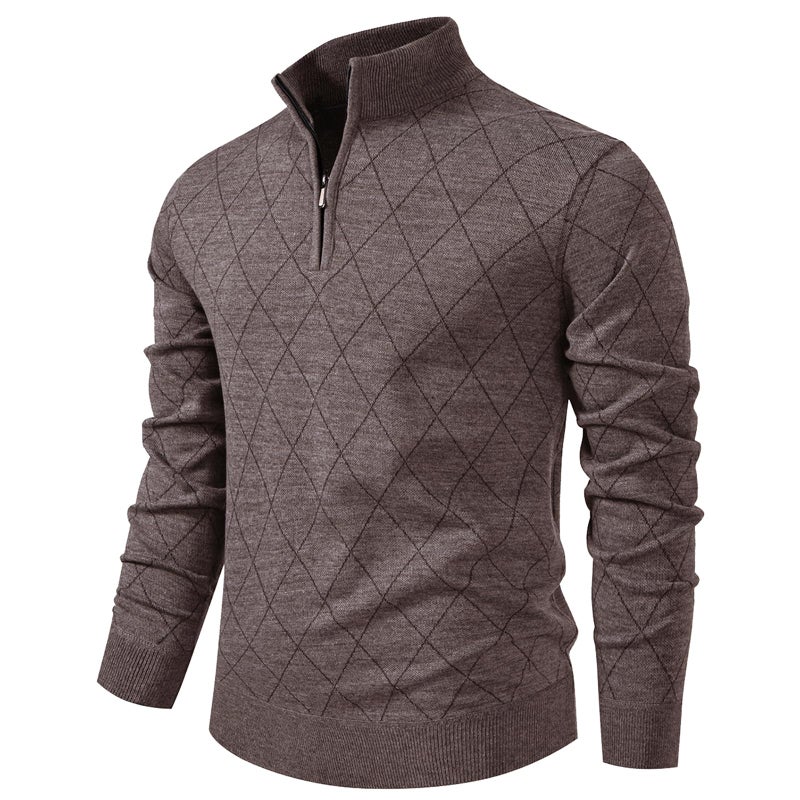 Mylldey 1/4 Zip Pullover Mens Sweaters Lightweight Pullover Soft Men's Knit Long Sleeve Sweater (Darkcoffee, XL) - Image 1
