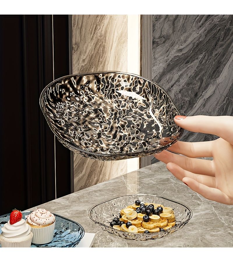 Golden 6 Piece Square Water Ripple Serving Tray Set For Snacks Fruits Desserts Cakes Breakfast Durable Plastic Kitchenware - Image 5