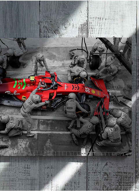 (Assembly frame) Carlos Sainz Scuderia Ferrari Canvas Wall Art - Formula One Racing Fan Gift Idea - Pitstop Poster Print