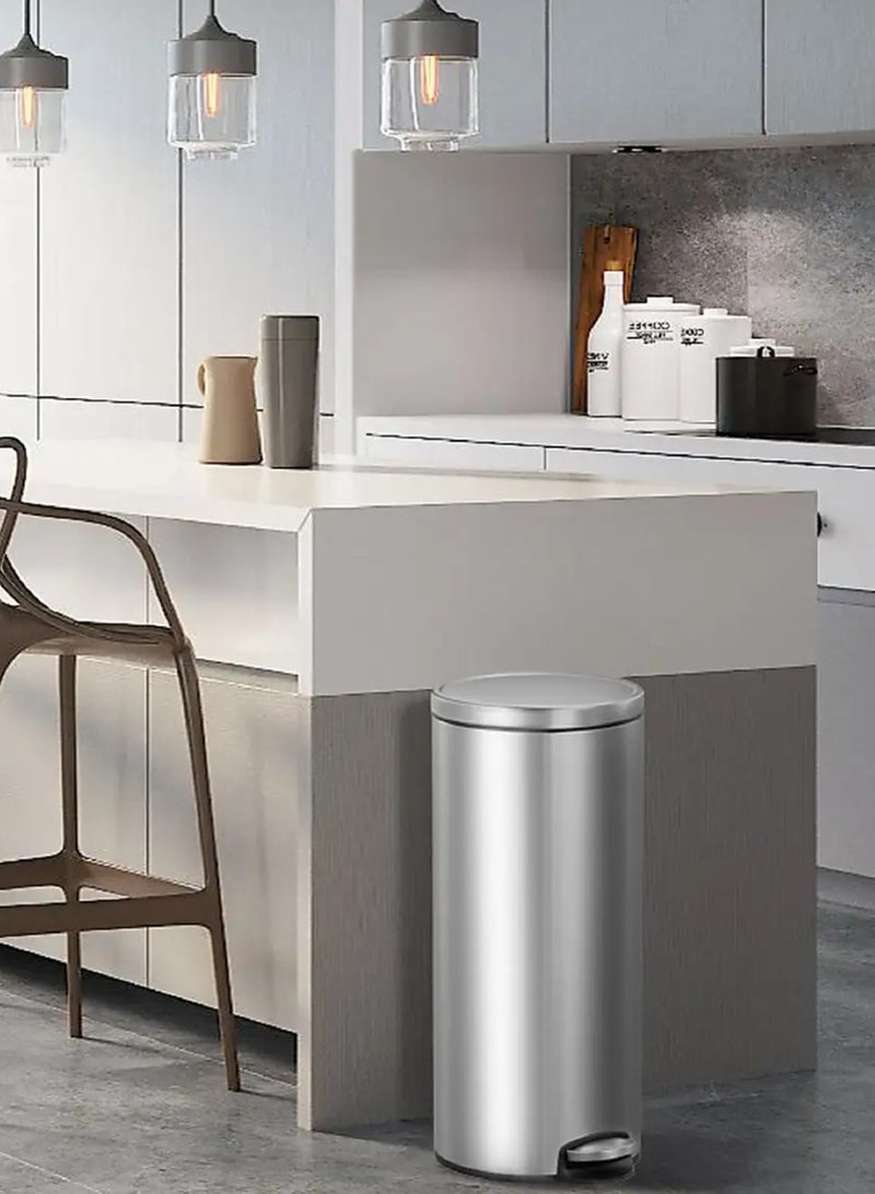 EKO EVA SERIES | Brushed Stainless Steel Finish | Soft-Closing | Fingerprint-Resistant | Premium Pedal Trash & Garbage Bin | Multiple Sizes ( 5 - 30 L) To Suit Different Places | 30 Liters  - Image 2