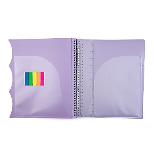 Mintra Office Durable PREMIUM Spiral Notebook, ((Lavender, 5 Subject (8.5in x 11in)) - Fabric Covered Coils, No Snags, College Ruled, Adjustable PocketDividers, Ruler, Organization, Student, School - Image 3
