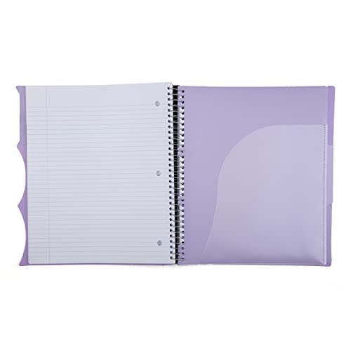 Mintra Office Durable PREMIUM Spiral Notebook, ((Lavender, 5 Subject (8.5in x 11in)) - Fabric Covered Coils, No Snags, College Ruled, Adjustable PocketDividers, Ruler, Organization, Student, School - Image 5