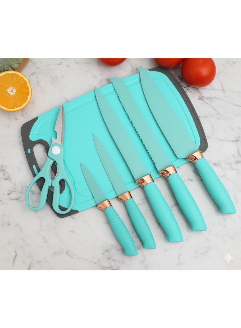 YAH Creation YAH 19-Piece Premium Silicone Kitchen Utensil Set with Wooden Handles, Stylish Stainless Steel Knives, & Unique Cutting Board - Heat-Resistant, Non-Stick, BPA-Free - Image 5